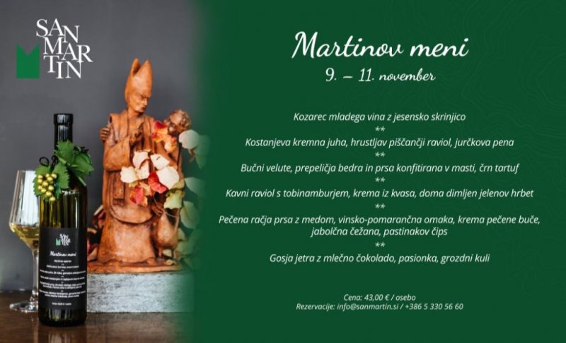 Martinov menu Hotel San Martin